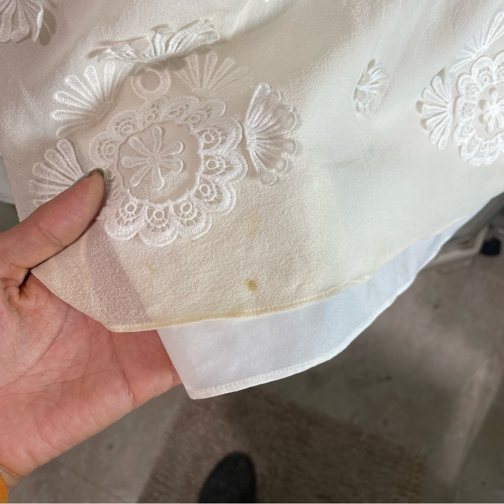 Club Monaco Cream Floral silk cutout Mini Dress - Picture 3 of 7